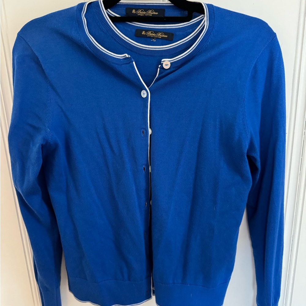 Brooks Brothers Royal Blue Cardigan Set with White Trim
